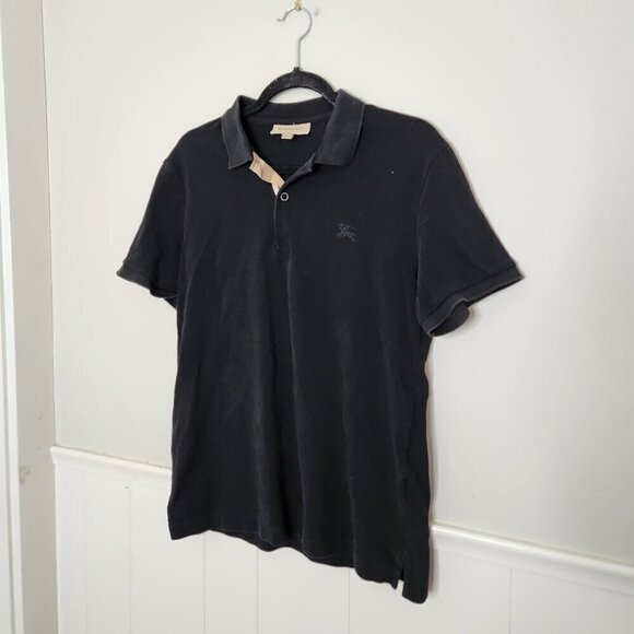 BURBERRY Solid Black Polo Short Sleeve - Picture 1 of 3